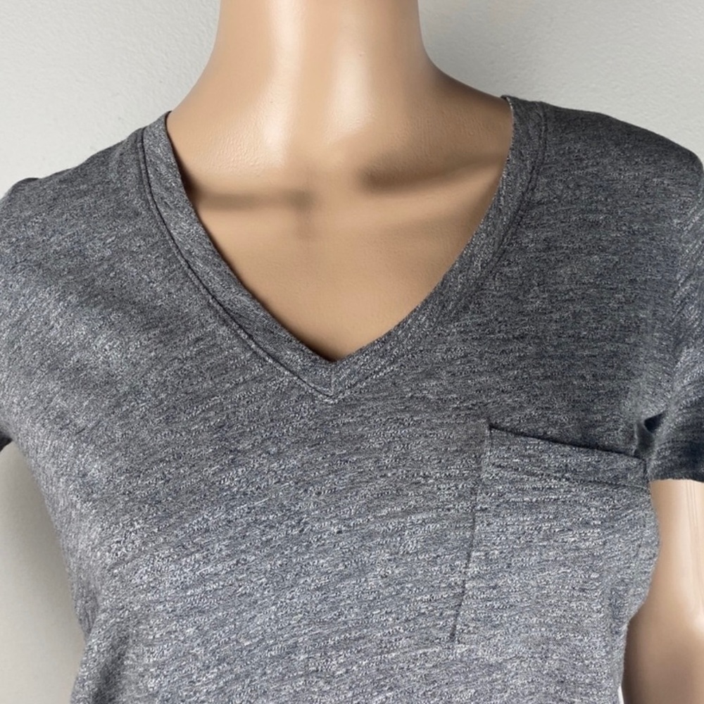 NEW MADEWELL GREY COTTON V-NECK POCKET T-SHIRT - Picture 4 of 7